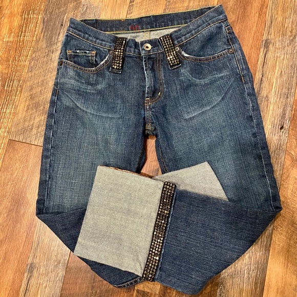 X2 Denim - X2 DENIM Laboratory 2076 Rhinestone Cuffed Capris